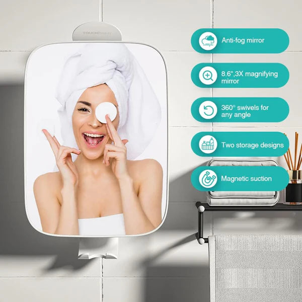 Shower Mirror,3X Magnification Shaving Mirror Cosmetic Mirror Shower and Bath, With Hook, No Drilling