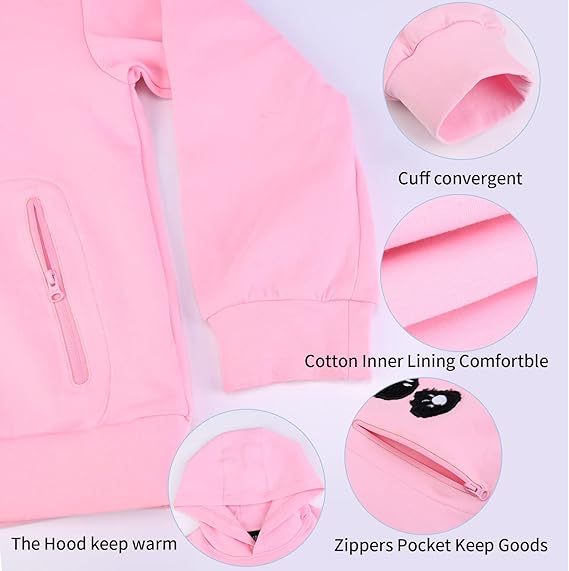 Pullover Hoodie Sweatshirts For Girls, Kids Long Sleeve Fleece Hooded Sweatshirt,Hoodies with zip Pocket