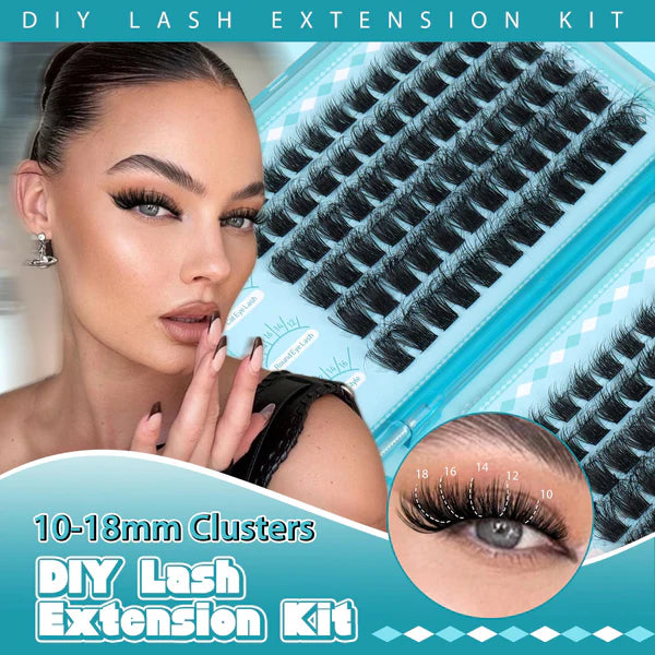 Fluffy Lash Clusters Kit – Faux Mink Individual Lashes (10-18mm) with Bond, Seal, and Tweezers for DIY Home Extensions