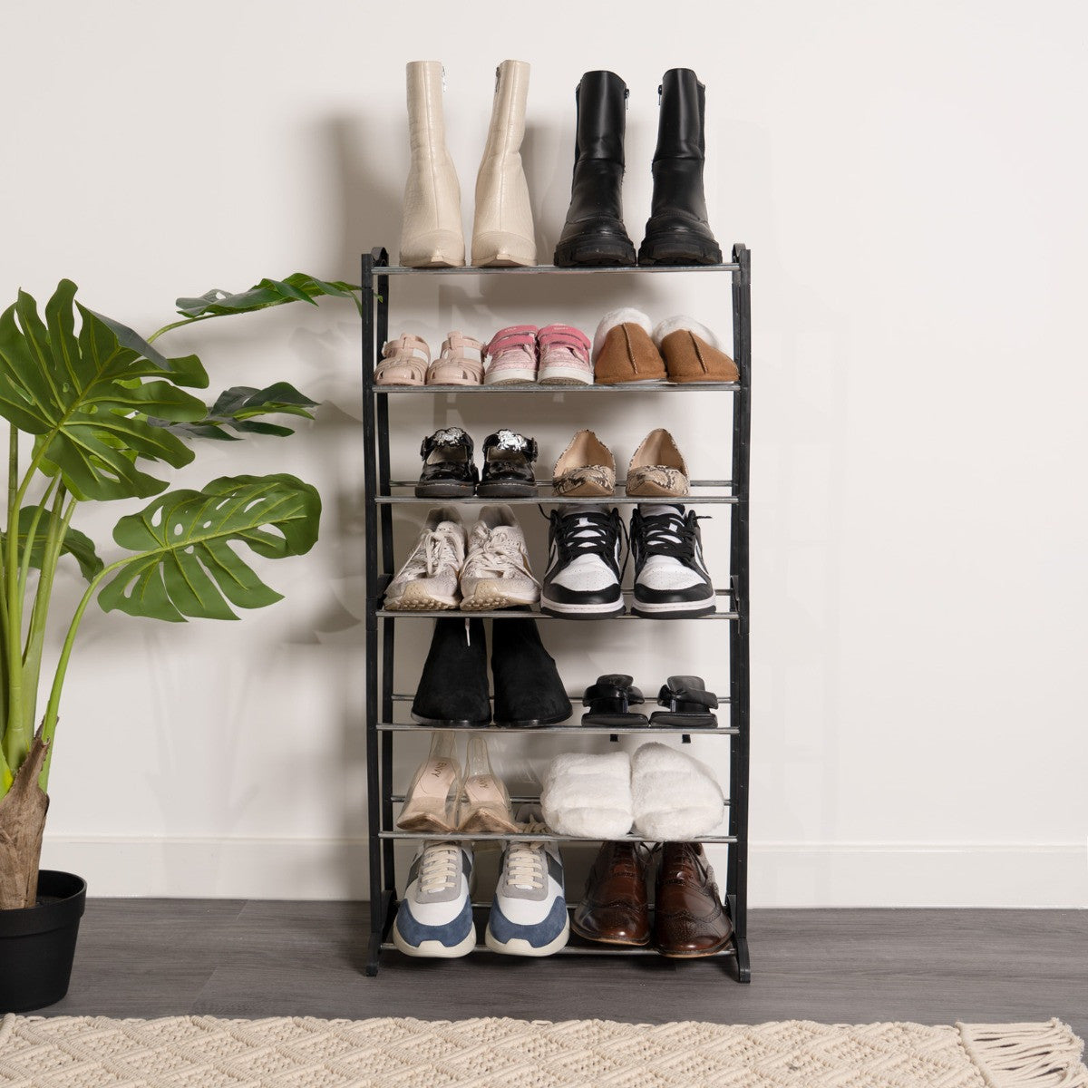 Shoe Storage Rack, 7 Tier - Black