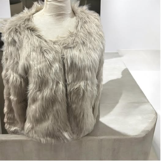 Faux Fur Jacket with Pockets Size S/M