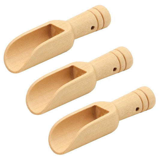 Set of 3 Mini Wooden Salt Spoons. Perfect for seasoning and adding a rustic touch to your kitchen!