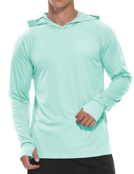 Mens UPF 50 Hoodies UV Sun Protection Long Sleeve T Shirts Lightweight Rash Guard with Thumbholes