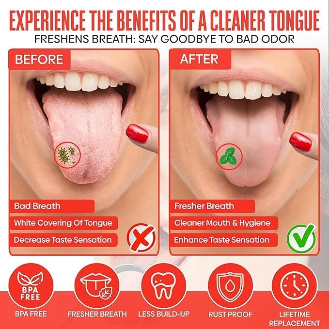 2 pack KN FLAX Tongue Scrapper Reduce Bad Breath, Maintains Oral Care, 100 BPA Free Metal Tongue Scraper Cleaner, Tongue Cleaner for Adults and Kids, Easy to Use with Non-Synthetic Handle