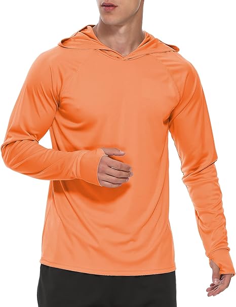 Mens UPF 50 Hoodies UV Sun Protection Long Sleeve T Shirts Lightweight Rash Guard with Thumbholes