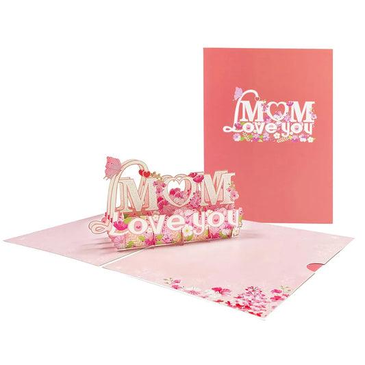 3D Pop Up Greeting Mother s Day Cards for Mum Gifts, Mom Love You Card Mother s Birthday Card Flower Design with Envelope