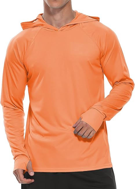 Mens UPF 50 Hoodies UV Sun Protection Long Sleeve T Shirts Lightweight Rash Guard with Thumbholes