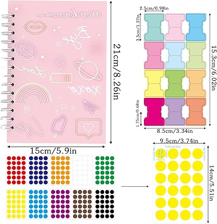 A5 Diary Planner Notebook – Undated Weekly Planner with 5 Sticker Sheets, Twin-Wire Binding, 15 x 21cm, for Teachers & Students