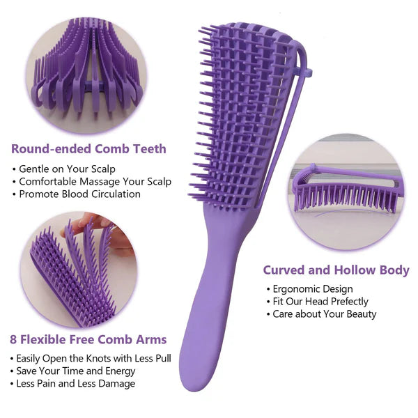 Detangler Hair Brush for Women Wet Curly Hair, Comb Set 3 Pieces Professional Adjustable Tool