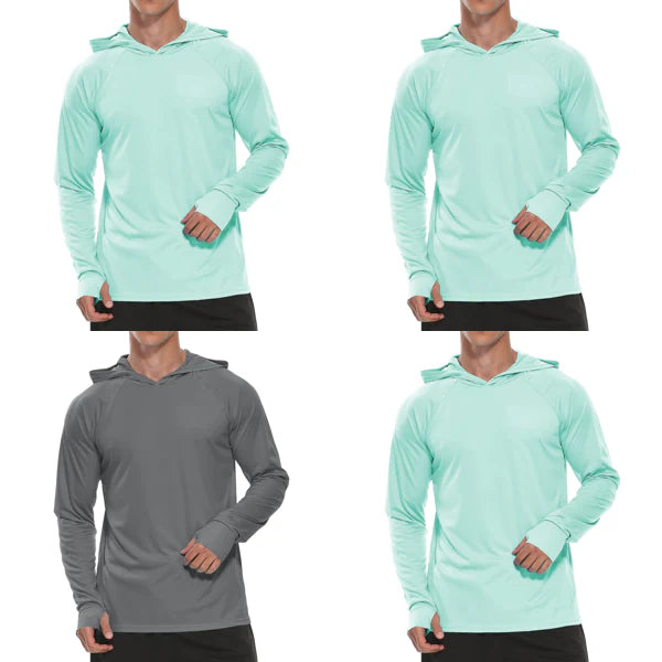 Mens UPF 50 Hoodies UV Sun Protection Long Sleeve T Shirts Lightweight Rash Guard with Thumbholes