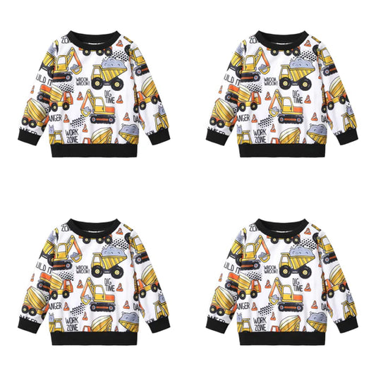 Toddler Boy Sweatshirt Long Sleeve Cartoon Print Casual Pullover Crewneck Shirts Tops for Kids